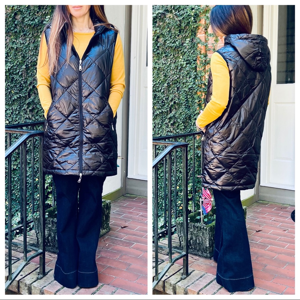 ✨LAST ONE✨Made in Italy Hottest Favorite Style Puffer long Hoodie Zip Up Vest - Picture 5 of 9